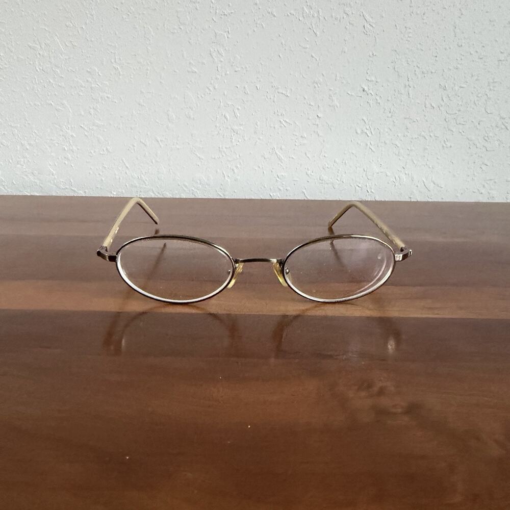 Nautica Red Brown Gold Round Frames Eye Glasses Eyewear 50 / 21 / 140 Grandpa